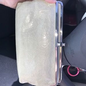 Off white embossed hobo wallet